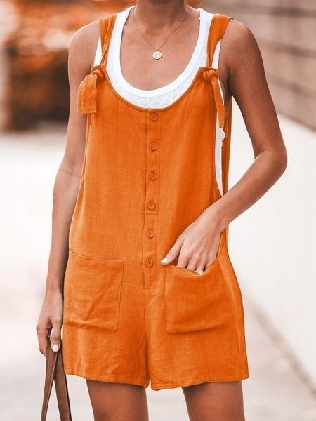Women's Short Pants Suspenders Casual Loose Homewear Jumpsuit Rompers With Side Pockets Sleeveless Wide Leg Short Summer Beach Women's Clothing
