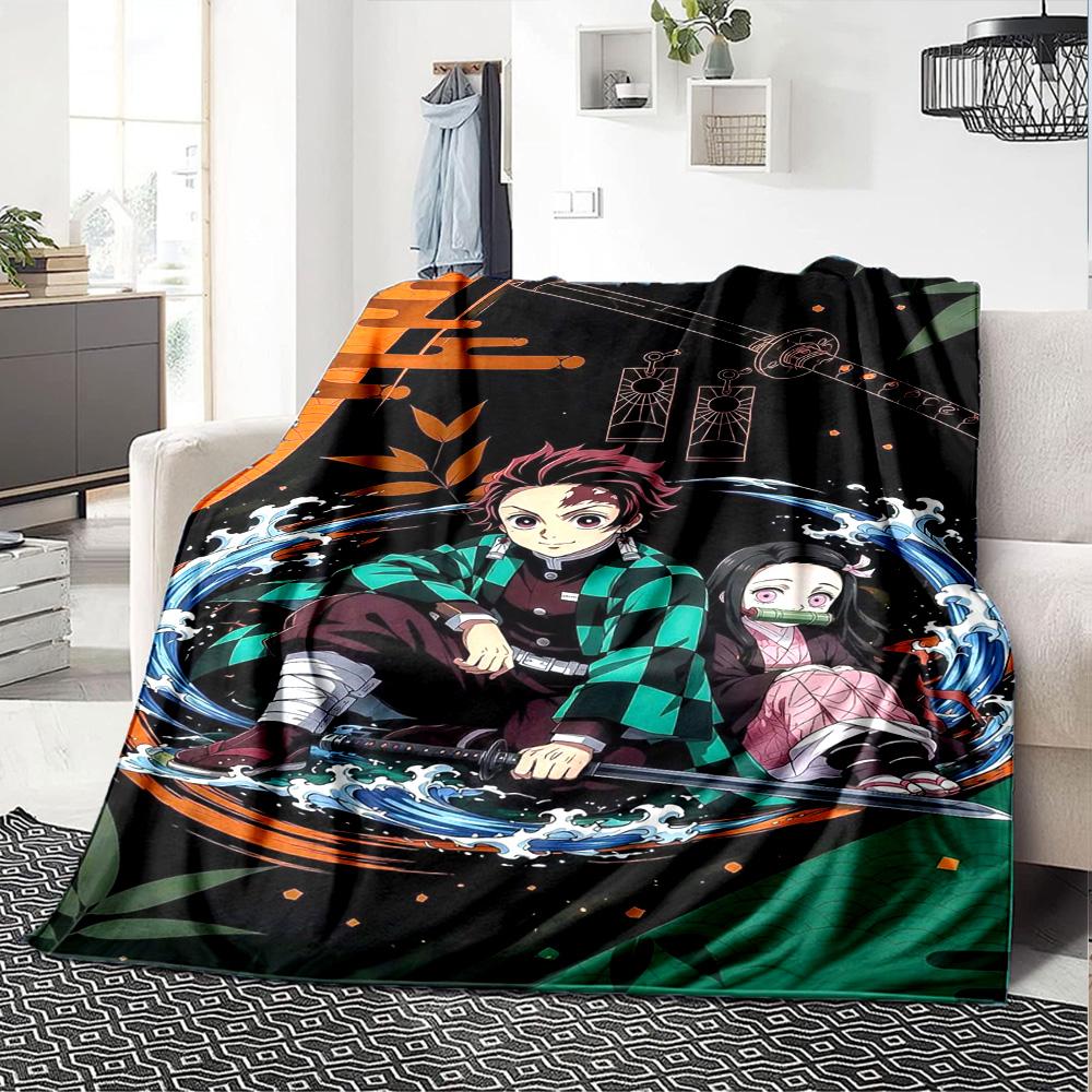 Tanjiro Nezuko Kamado Print Flannel Blanket High Quality Warm Comfortable Cover for All Seasons Perfect for Gifts Home Decor