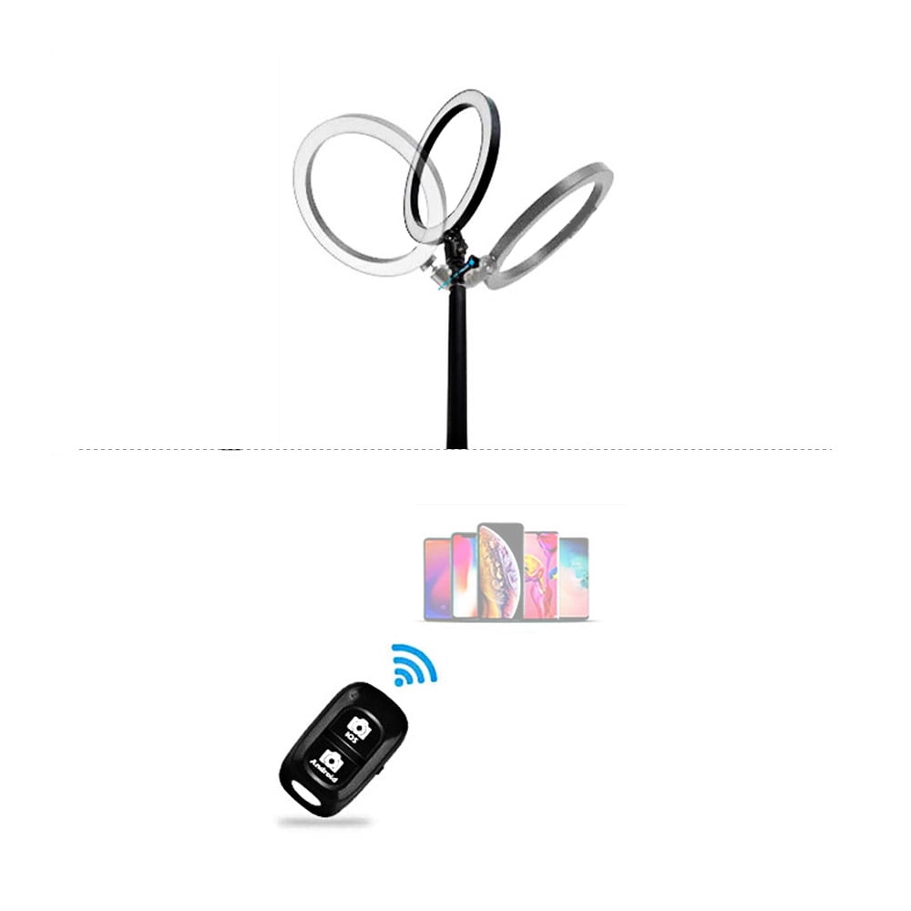 16cm Ring Fill Light Eccentric Tube Tripod Selfie Stick 2-in-1 Phone Holder 1.6M Telescopic Fill Light Holder 3200-5500K
