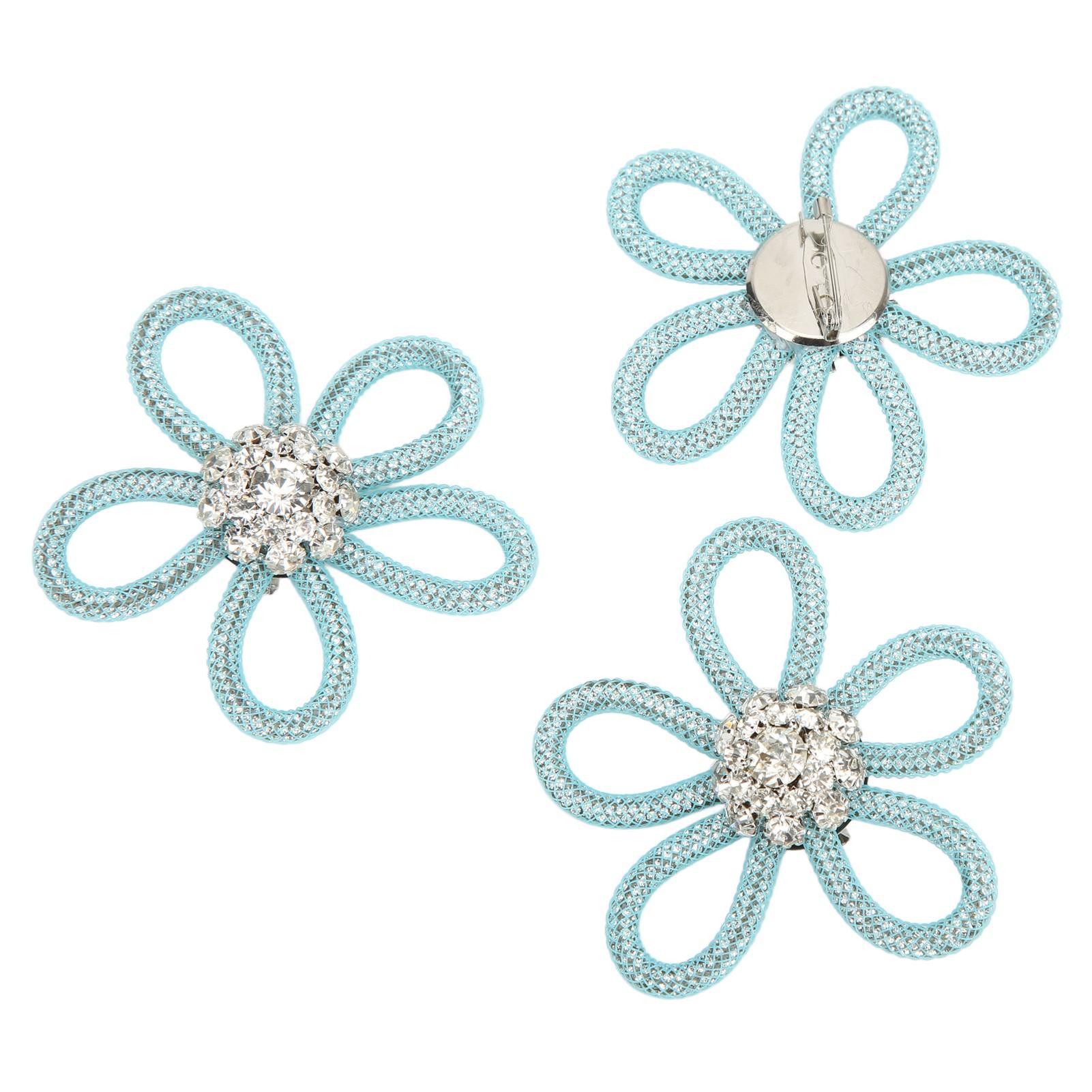 3 Pezzi Spilla per Scarpe Colori Carini 6 cm Strass Forma a Fiore Larga Spilla per Abbigliamento per Scarpe Borsa Matrimonio white