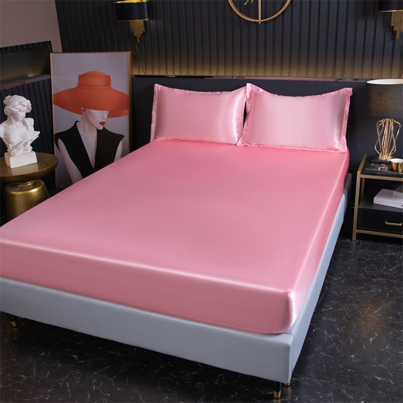 

Cross-border solid color summer ice silk sheets bedding single-piece protective cover cool bedspread 120X230cm [bed sheet] бордовий