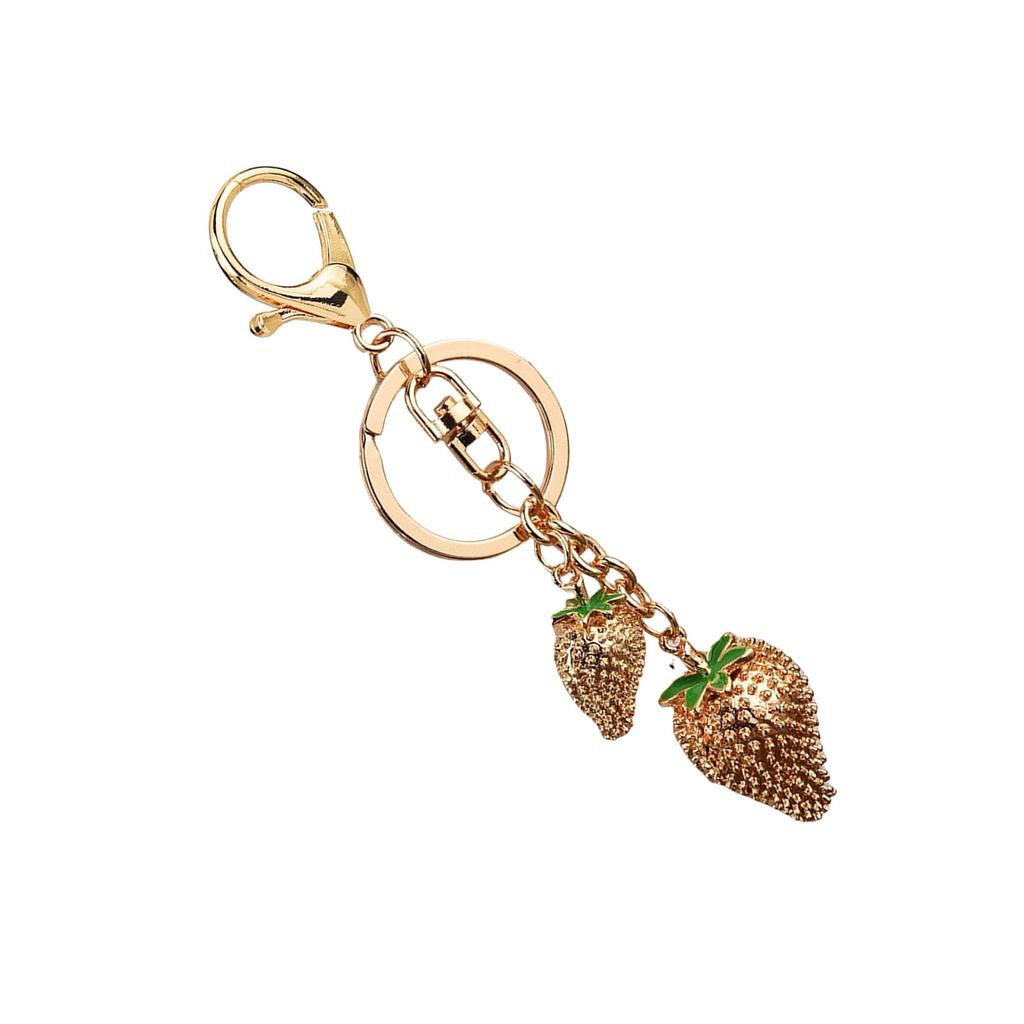 Fashionable Strawberry Pendant Keychain Charm Pendant Sturdy Metal Accessory for Purses and Bags Daily Decoration