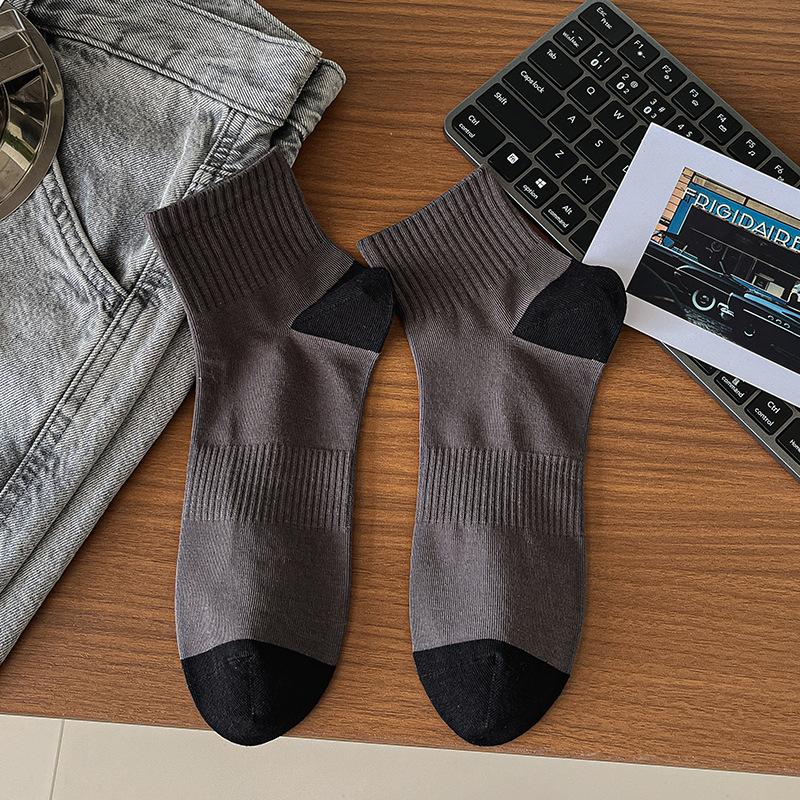 

Мужские весенне-летние модные цветные спортивные носки без косточек, впитывающие пот и устойчивые к запаху 1 pair серый/чёрный