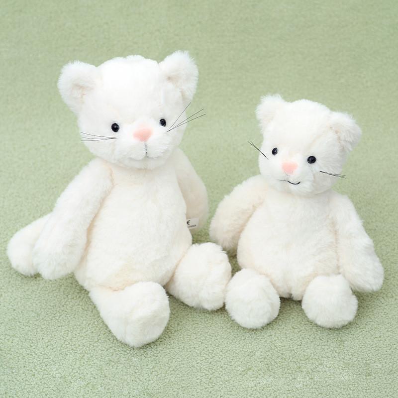 Adorable White Cat Plush Toy Cute Cat Doll Birthday Gift For Girls Soft Comfort Cushion