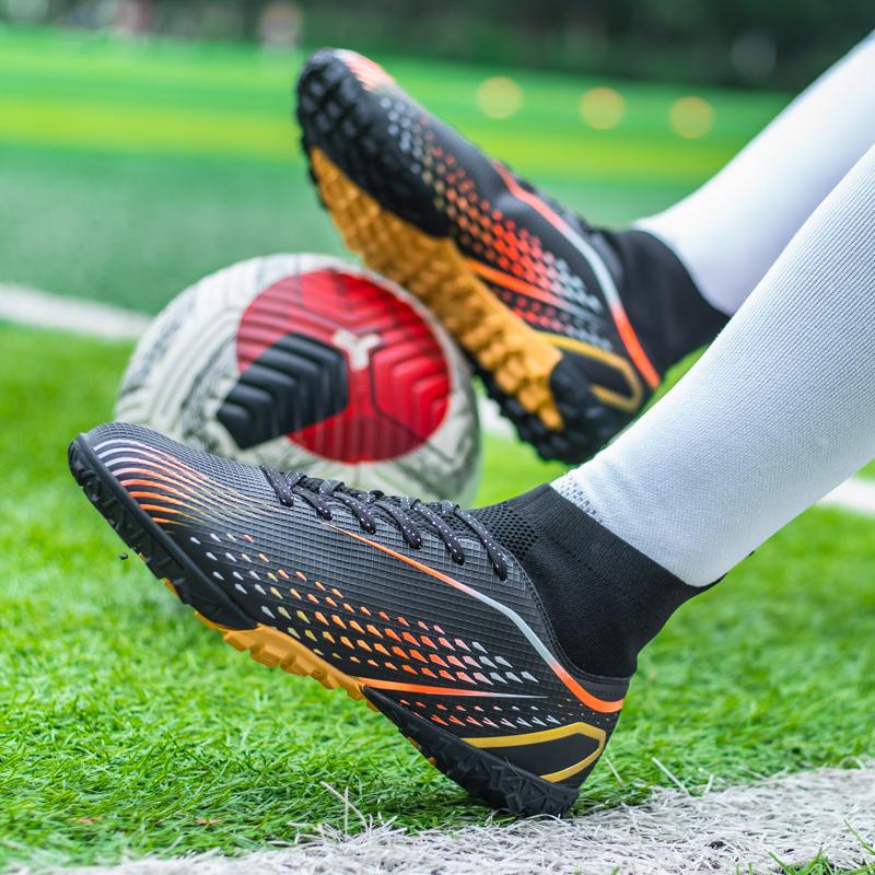 LiXingMing Men Football Shoes White Teenager Artificial Grassland Durable High-Tops Non Slip Outdoor Training Soccer Sneakers