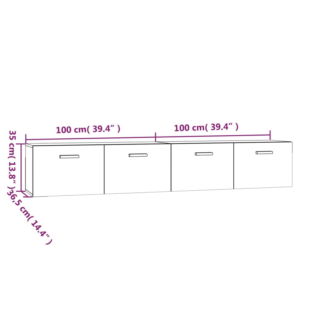 Vidaxl Szafki Wiszące, 2 Szt., Szarość Betonu, 100X36,5X35 Cm