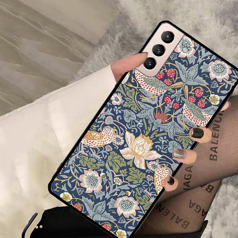 William Morris Strawberry Thief Case For Samsung Galaxy S20 FE S8 S9 S10 Note 10 Plus Note 20 S21 S22 Ultra Back Cover