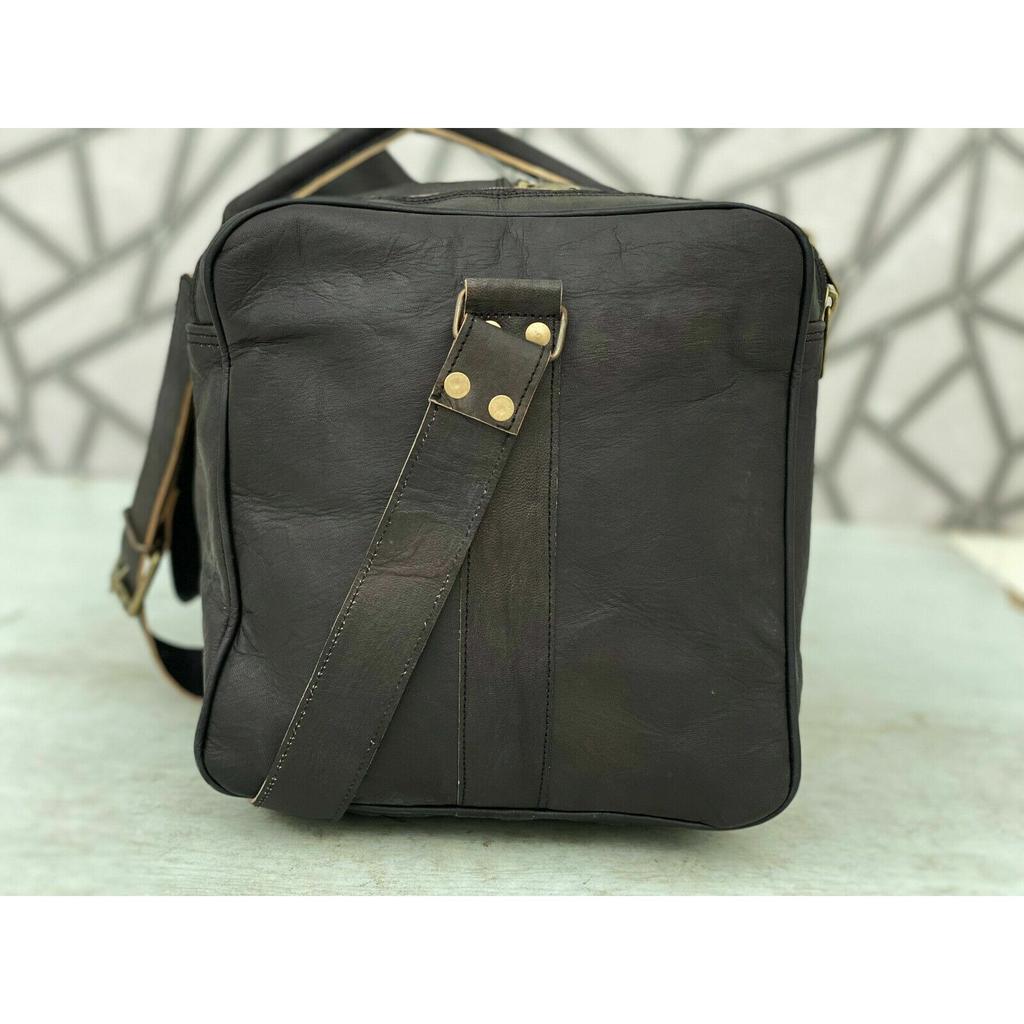 Men Duffel Bag Gym Weekend Overnight (Extar Luggage Bag) Leather Genuine Travel