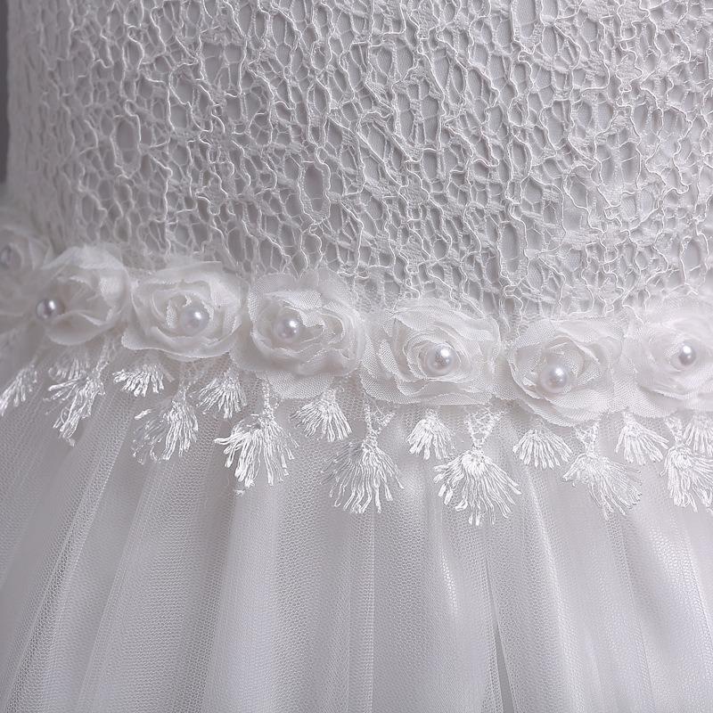 Abito Principessa Bambina Ricamato Perline Abito Formale per Festa di Matrimonio