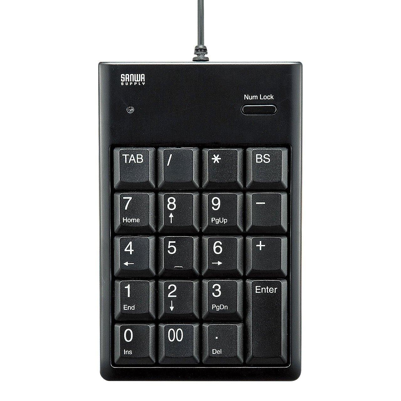 

Sanwa Supply NT-16UBKN Numeric Keypad, Wired USB A Connection, Thin Membrane, Black