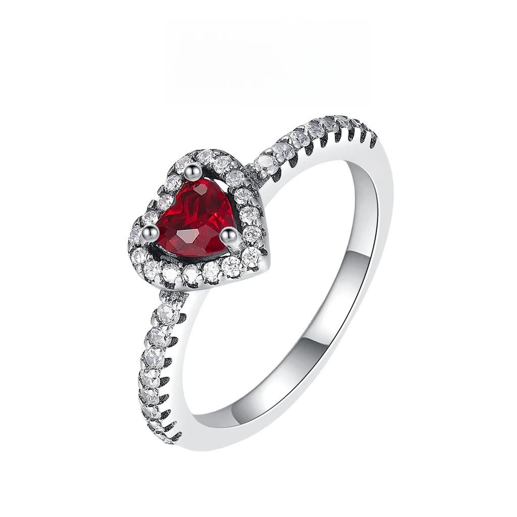 Elevated Red Heart Ring copper Band of Pink Hearts Black Zircon Bow New Ring Do It Yourself Women Fine Jewellery Christmas Gifts