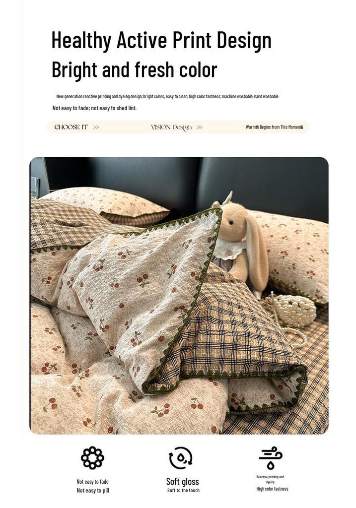 Princess Style Cartoon Shell Super Soft Bed Cover Set - 3 or 4-Piece, All Seasons, Skin-Friendly, Perfect for Dorms