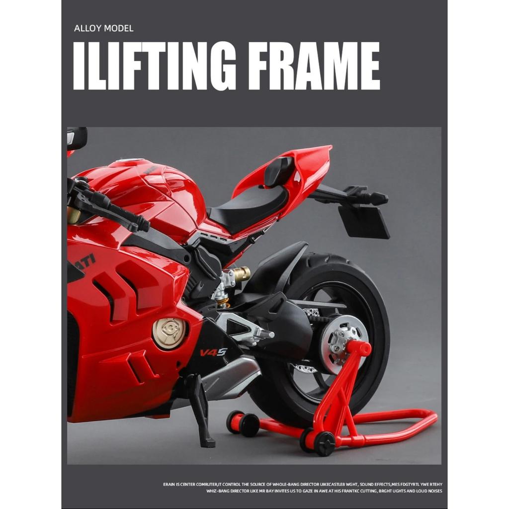 1/9 Ducatis V4S Panigale Alloy Die Cast Motorcycle Model Toy Vehicle Collection Carrying Lighting Off Road Autocycle Toys Car