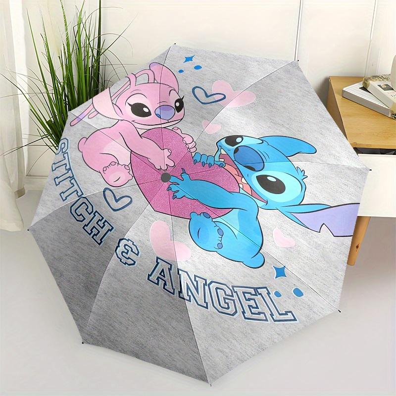 

Stitch,Angel Automatic Folding Umbrella - Simple 8-Rib Design, Bright Cartoon Pattern, Durable Iron Frame, Suitable For Travel, Outdoor, Bea