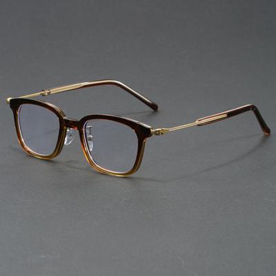 Armação de Óculos Quadrada Vintage em Acetato Japonês Óculos Masculinos Femininos Óculos com Lentes Ópticas de Grau Anti-Luz Azul