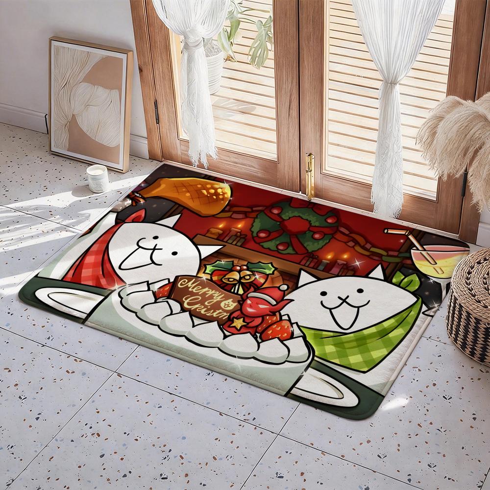 Game B Battle Cats Floor Mat Eco Flannel Doormat Non Slip Odorless Indoor Floor Rug Soft Short Plush Home Mat