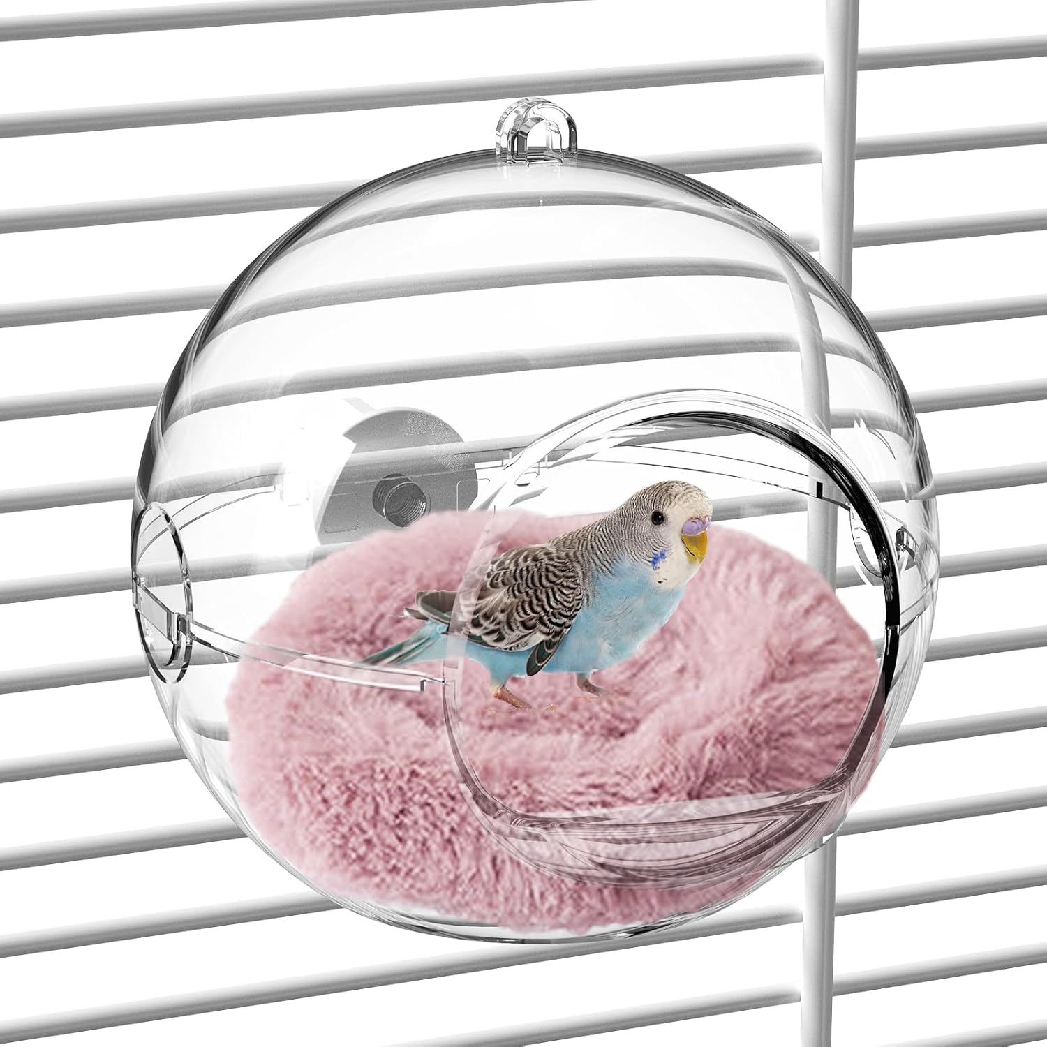 Bird Nest for Cage,Parakeet Nest,Small Bird House,Transparent Can Be Observed,Bite-Proof Can Be Hung in The Bird Cage with Cotton Pads Suitable for розовый