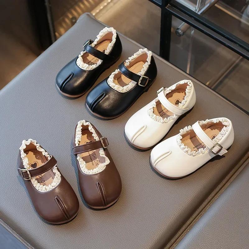 2025 New Children's Flats Simple Lolita Girls Princess Leather Shoes Walking Versatile Sweet Pleated Kids Causal Fashion Shoes