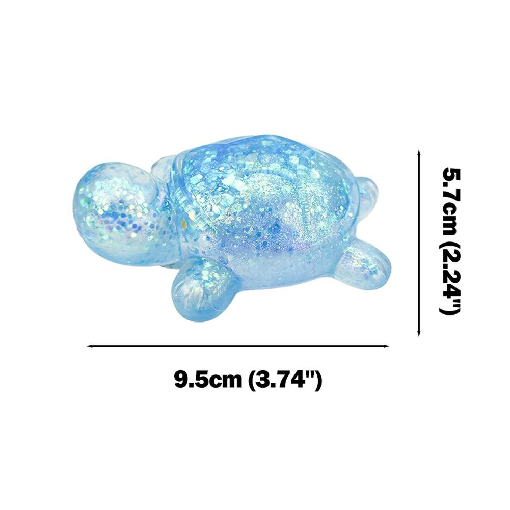 Mini Turtle Fidget Toy TPR Soft Glitter Squeeze Ball Animal Splat Venting Toy Slow Rebound Stress Reliever For Home Office