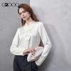 Women's Silky Long Sleeve Satin Tie-Neck Shirt