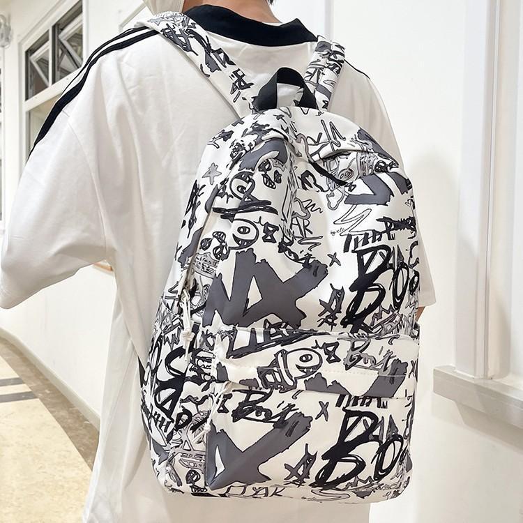 Schoolbag New Korean Style INS High Aesthetic Trendy Personalized Graffiti Backpack for Middle and High School Students Lightweight Large Capacity