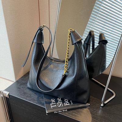 Fashion Commuter Large-capacity Bag Women's New Retro Lychee Pattern Design Tote Bag High-end Shoulder Bag