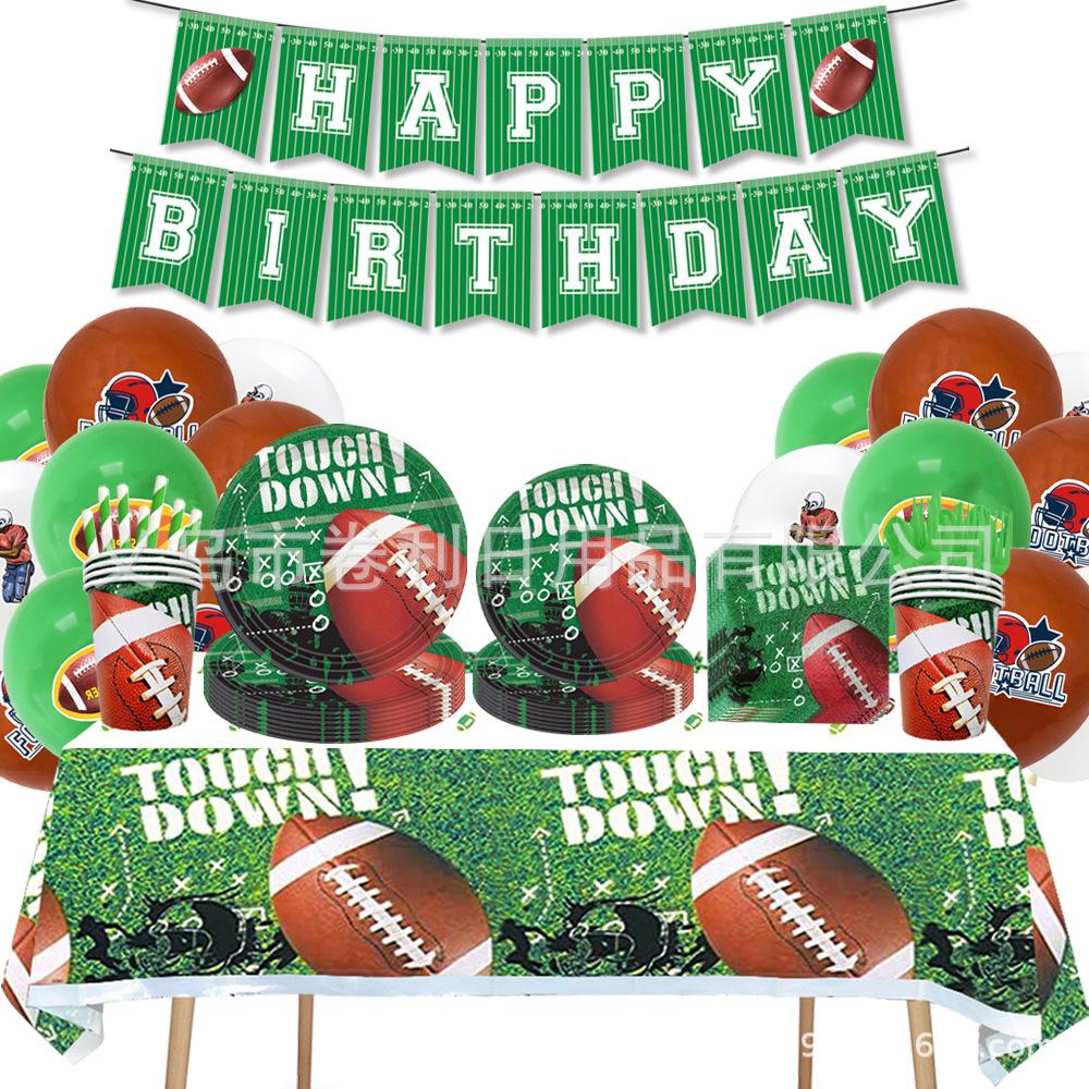 Rugby Jungen Sport Themenparty Besteck Pappteller Servietten Tischdecke Dekorative Arrangements Outdoor