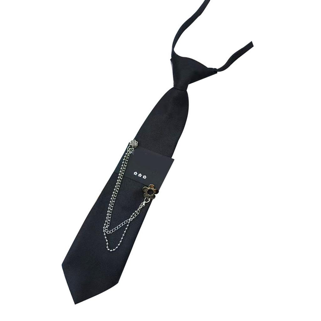 Y2K JK Tie for Theme Party Knotfree Neck Tie with Metal Chain School Event Shirt Tie for Everyday Use Uniform Neckwear