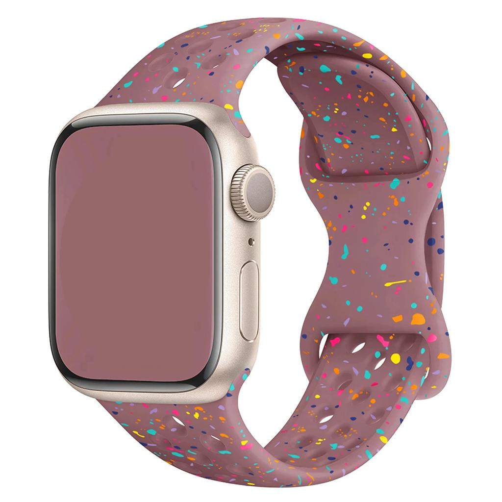 Color Particles Strap for Apple Watch Ultra 2 Band 49mm 45mm 44mm Silicone Bracelet for IWatch Series 9 8 7 6 5 41mm 42mm SE 4 3