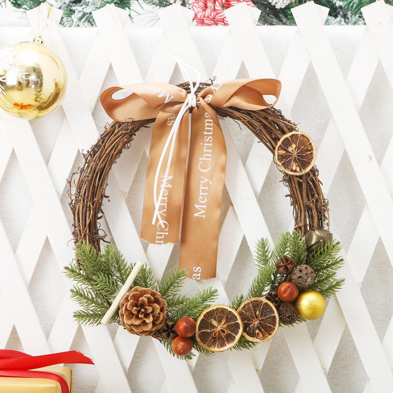 Christmas Decorations Dead Branch Rattan Circle Pendant Christmas Rattan Garland Door Hanging Christmas Garland Scene Layout Props