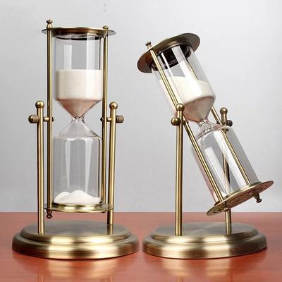 Rotating Crown Hourglass Timer Decoration with Advanced Creative Glass Flowing Sand Time Metal Hourglass Small Gift