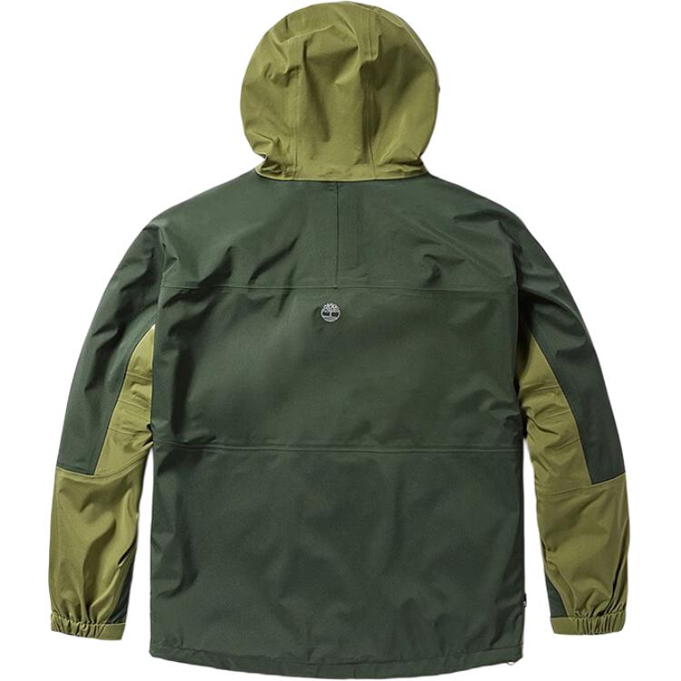 Timberland Giacca Unisex Outdoor Impermeabile Ampia con Cappuccio a Blocchi di Colore Verde A5Z3Y-U31