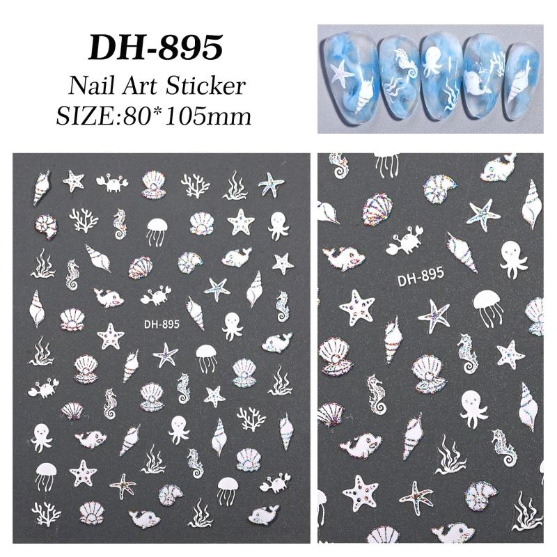 Nail Charm Accessories Cartoon Ocean Nail Art Stickers New Style 3D Summer Starfish Seashell Nail Decals Decoration