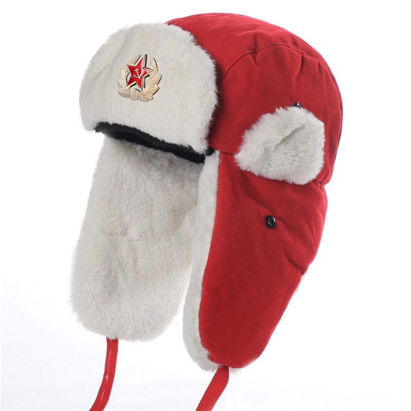 Winter Fleece Lined Russian-Style Trooper Hat With Ear Flaps Windproof Warm Outdoor Cap Men Women
