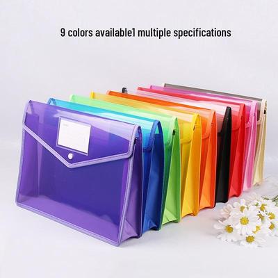 A4 Transparent Large Capacity Snap Button File Bag for Office and Student Documents