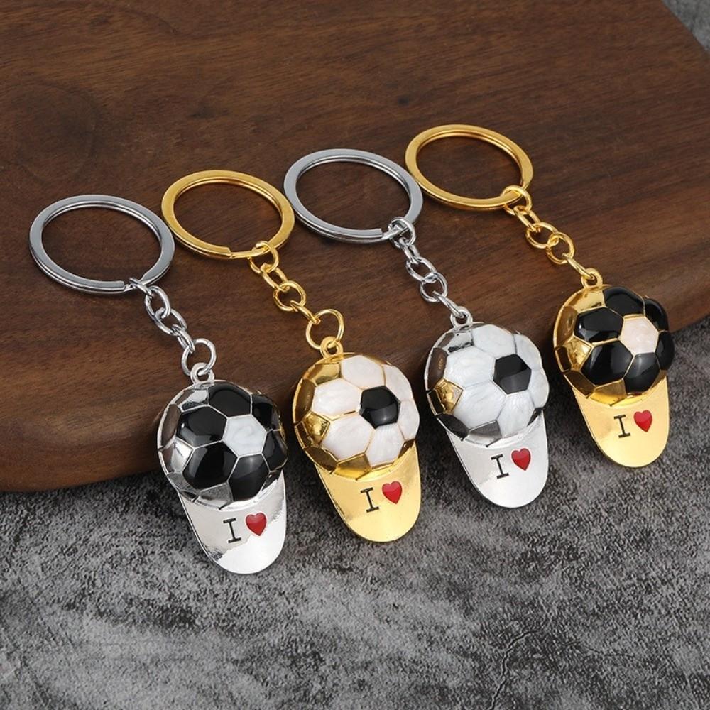 PVC Car Keyring Lightweight 3D Ball Shape Bag Charm Collection Football Keychain Sports Event