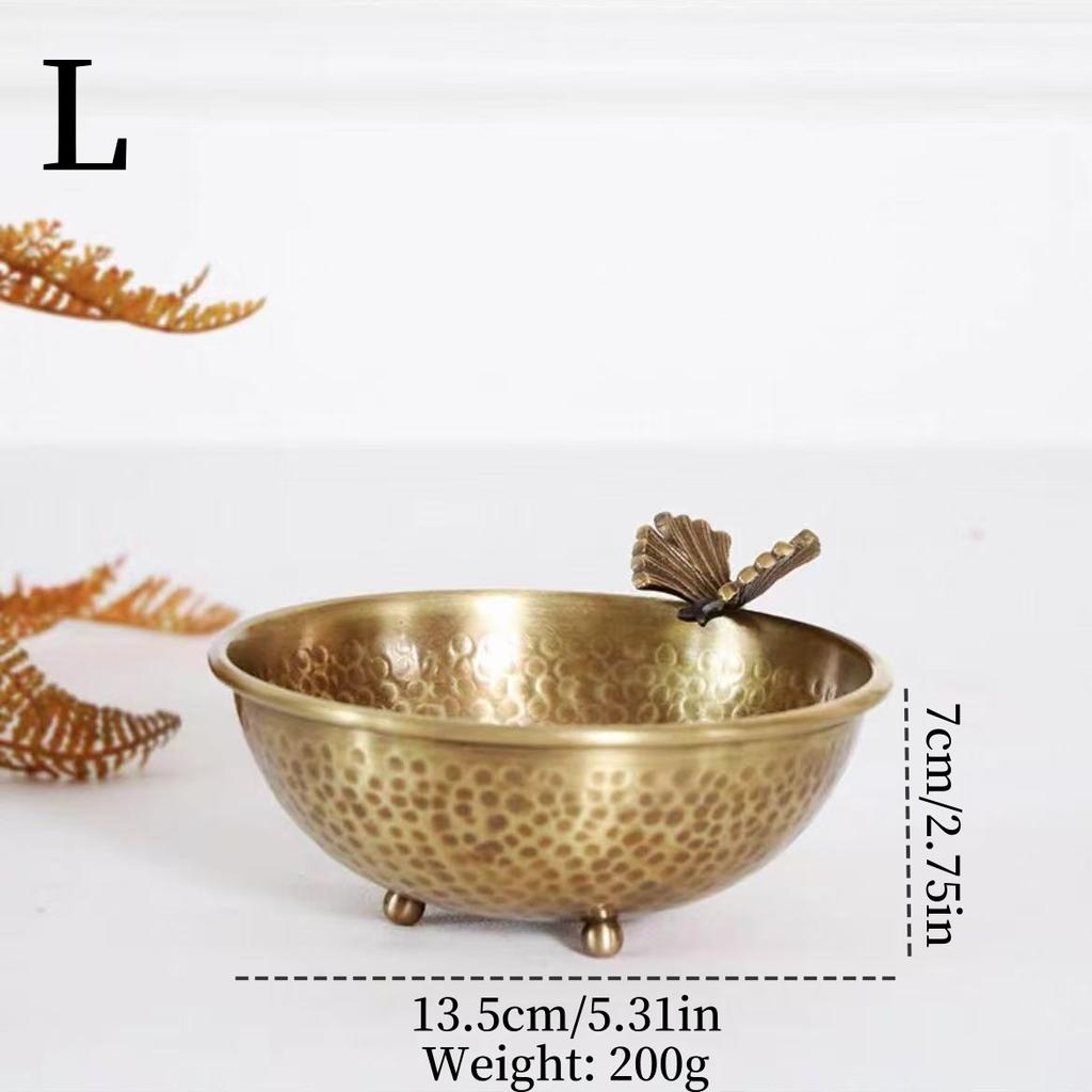 Okrągła mosiężna taca na owoce, Retro grawerowane akcesoria z motylami, Tekstura młotkowana, Domowa deska do sera, Talerz na przekąski, Dekoracja stołu