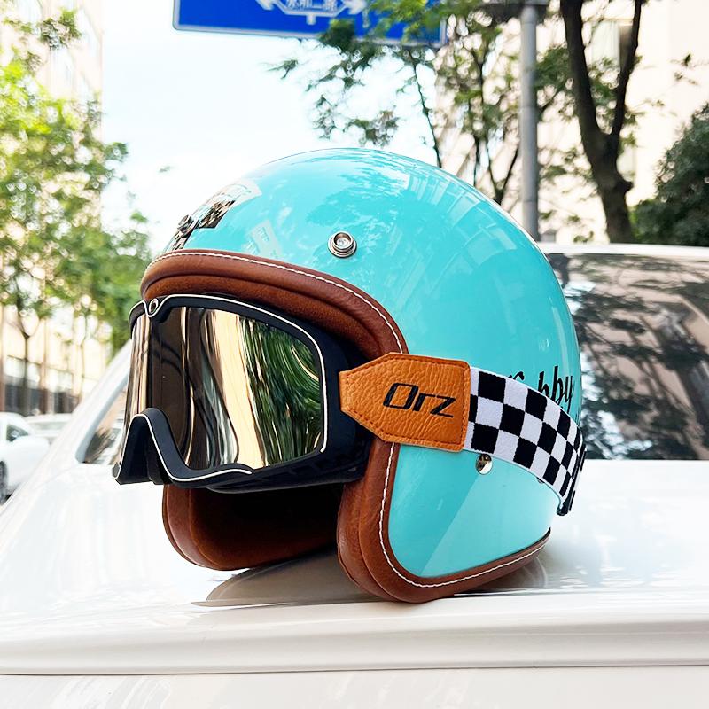 Vintage Motorcycle Helmet 3/4 Half Helmet Certified Motorcycle Helmet for Men and Women