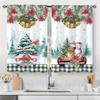 2pcs Green Pine Branch Golden Christmas Ball Pattern Curtains,Kitchen Curtain for Bedroom Living Room Home Holiday Decoration