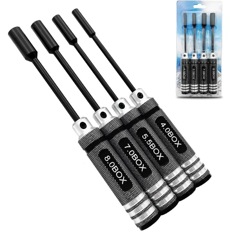 4Pcs Nut Driver Set RC Tool Set Hex Nut Driver for RC Vehicle RC Helicopters FPV Drones Cameras Appliances Repair 4mm 5.5mm 8mm 7mm Nut Driver