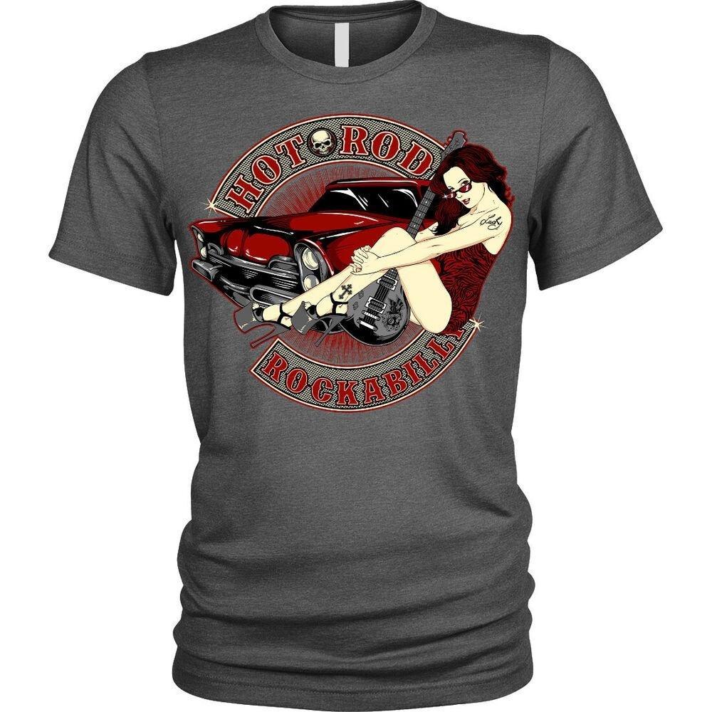 Сексуальная футболка унисекс с гитарой Hot Rod Rockabilly Pinup S чёрный