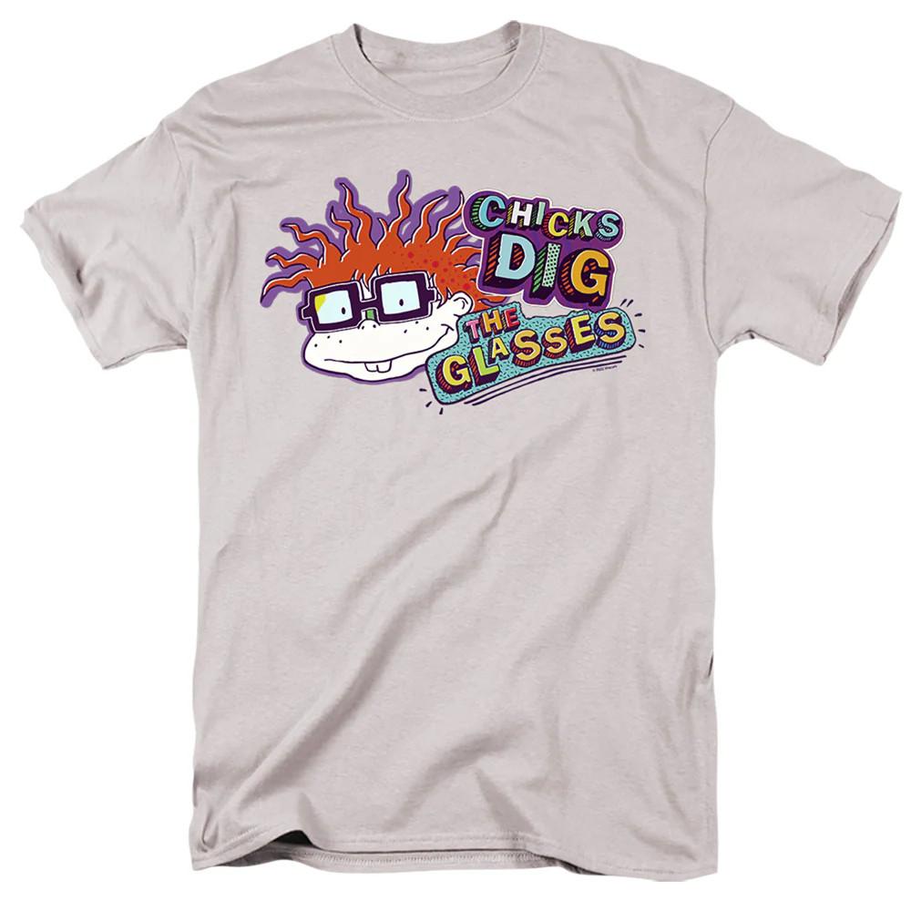 

Rugrats Chicks Dig The Glasses Badge Mens T Shirt Silver L