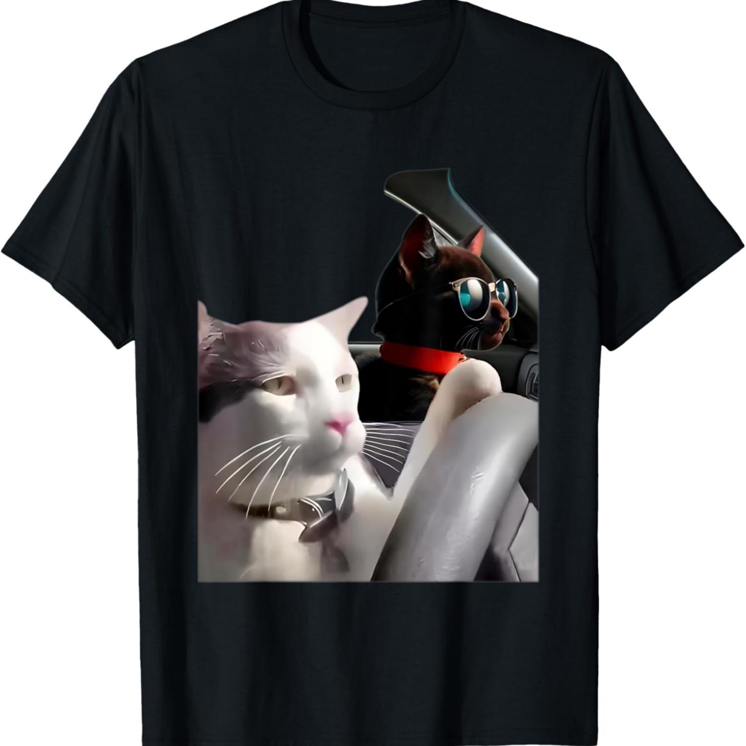 Cat Driving Meme T-Shirt S чёрный