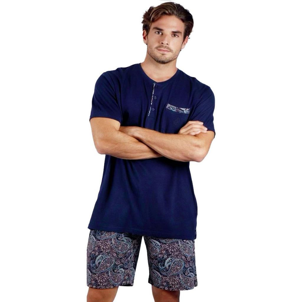 Keanu Mens Henley Short Pyjama Set