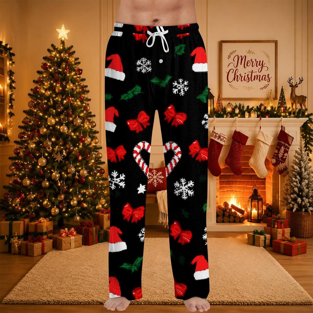 Men's Christmas Print Pajama Pants for and Sleep
