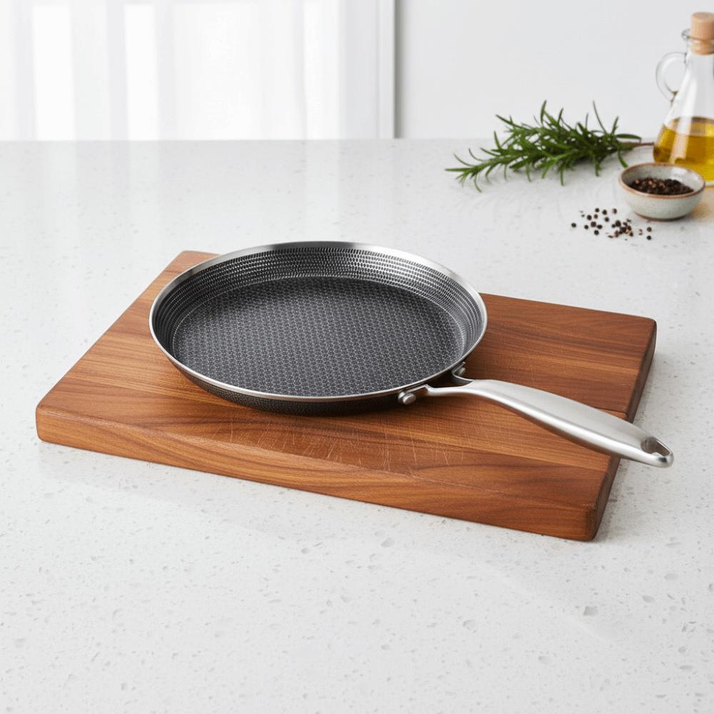 Padella per Pancake in Acciaio Inossidabile Manico Ergonomico Padella Antiaderente Padella Multifunzione Fornello