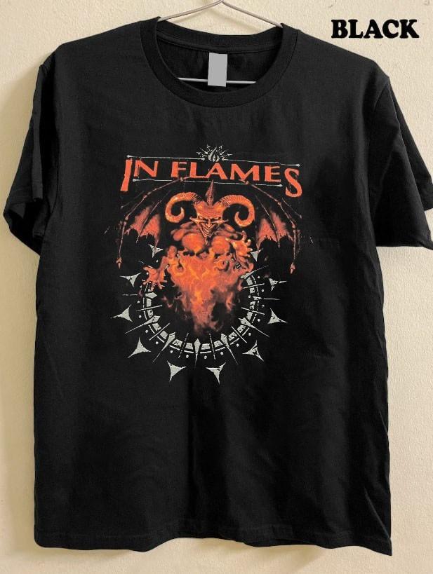 In Flames Demon Devil classic style unisex black t-shirt QT6603 XL