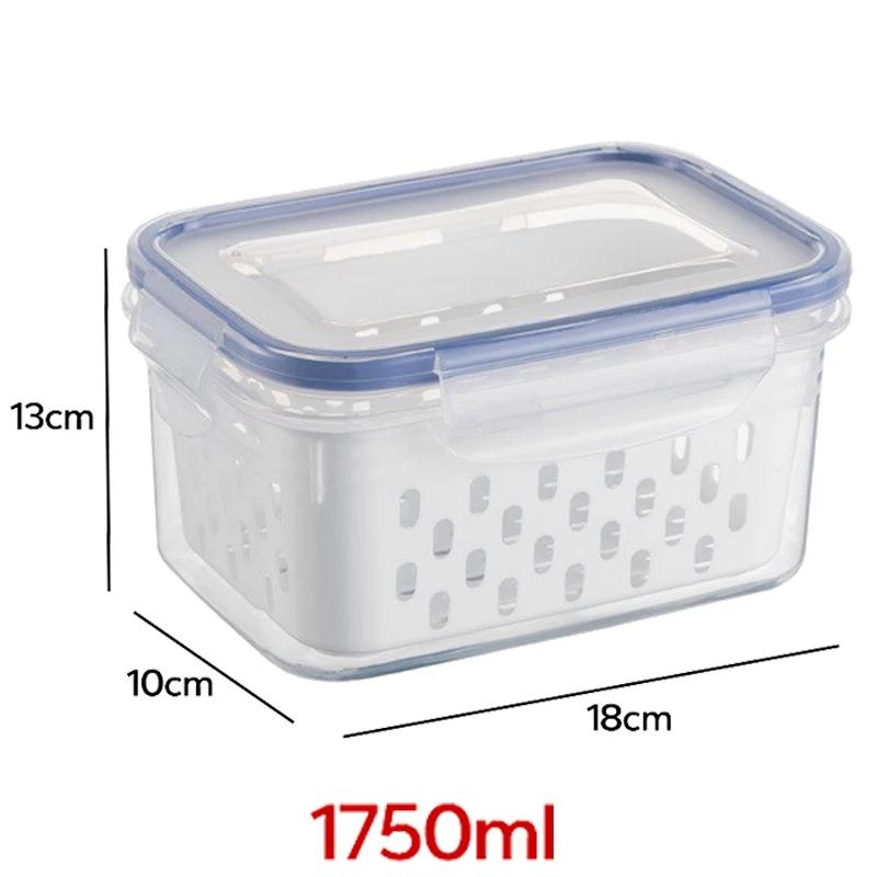 Large Vegetable Drain Basket Special Fruit Preservation Box For Refrigerators Food Grade Kitchen Double Layer Storage Container