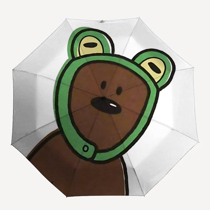 

1pc Mr. Bean Frog Hoodie Automatic Open/Close Umbrella Folding Umbrella, Portable Compact Travel Umbrella, Birthday/Christmas Gift for Men & Women