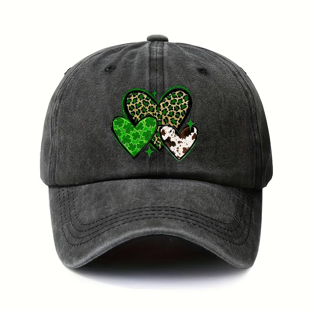 Clover Leopard Cow Print Baseball Cap Unisex Washed Adjustable Polyester Outdoor Casual Sun Hat